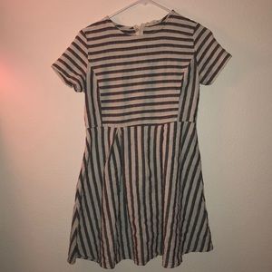 ETWO navy blue and cream striped dress.